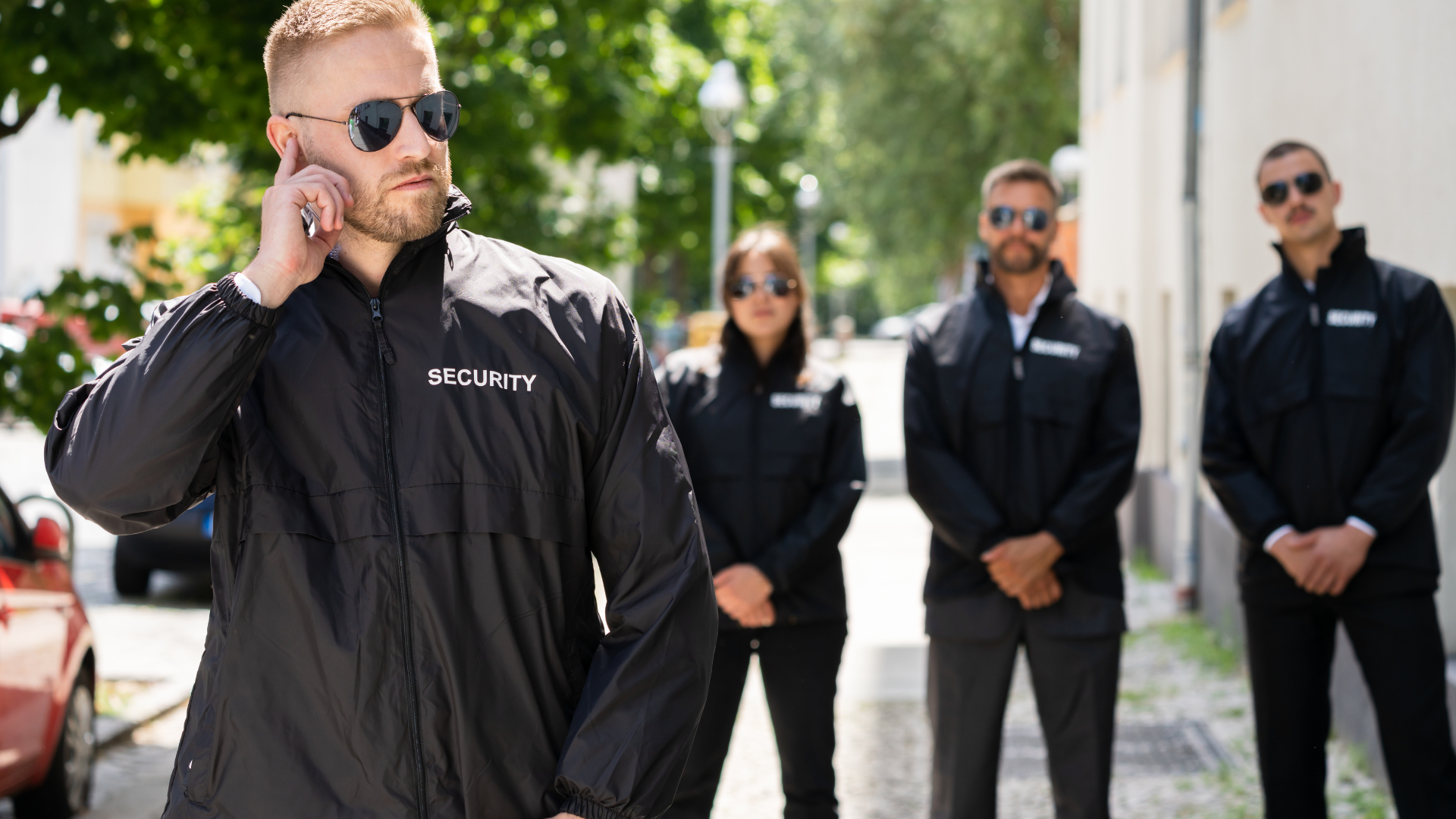 Security guard monitoring a property to help protect people and assets.