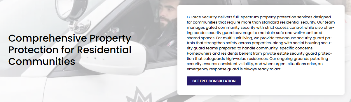 Residential properties served by G Force Security.