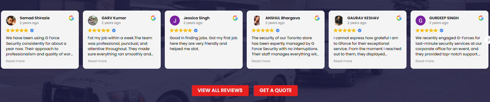 G Force Security reviews and Google rating.
