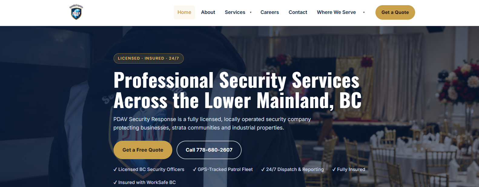PDAV Security Response construction site security services in Vancouver.