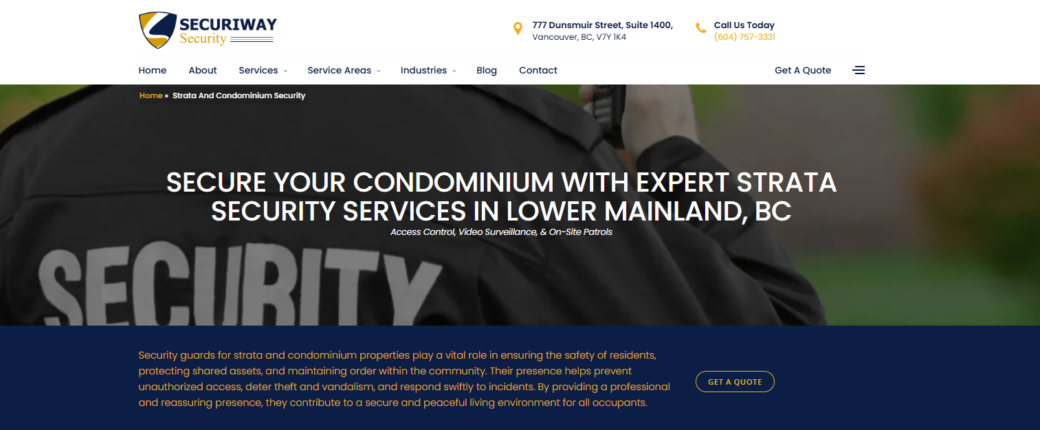 Securiway Security services for condominiums and strata properties.