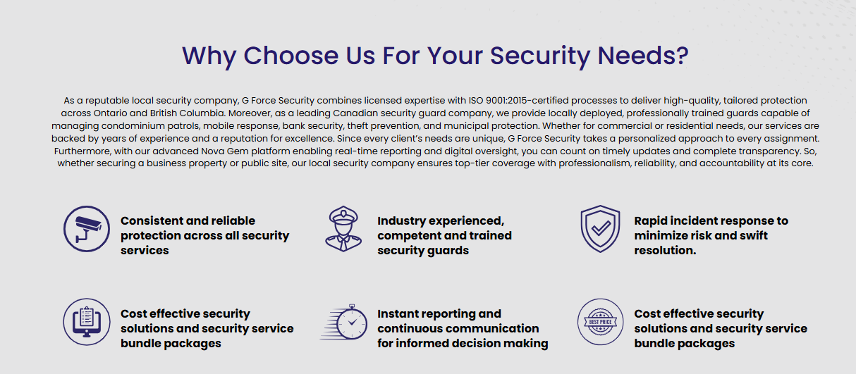 Reasons to choose G Force Security for residential security in Vancouver.