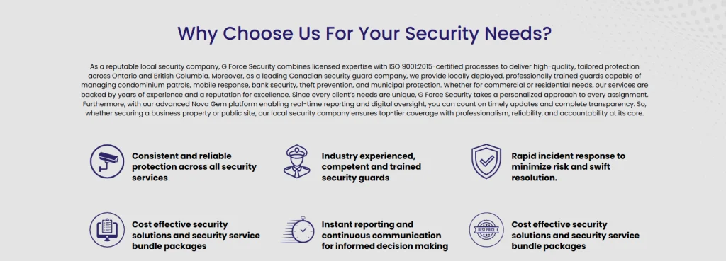 Why choose G Force Security for security services in Vancouver.